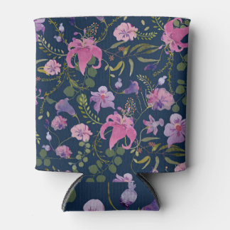 Rosa, violette Blume, dunkles Aquarell. Dosenkühler