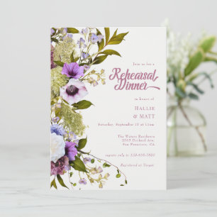 Rosa violette Blumen   Abendessen Probe Einladung