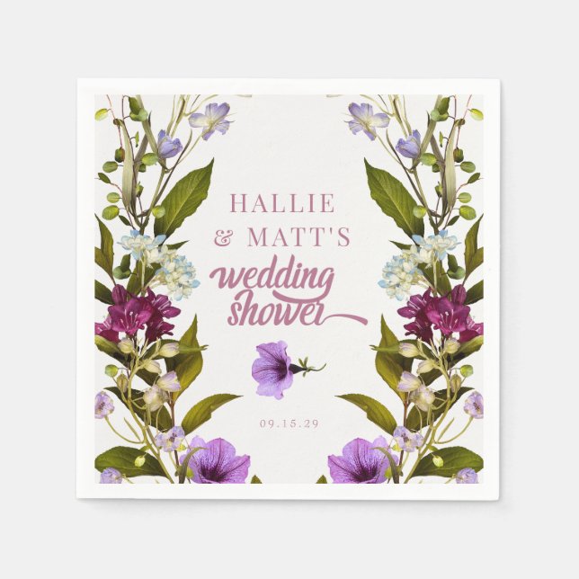 Rosa violette Blumen | Bloom Bridal Shower Serviette (Vorderseite)