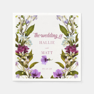 Rosa violette Blumen Bloom Wedding Serviette