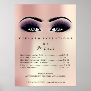 Rosa violette Haut Makeup Augen Lashes Preise Poster