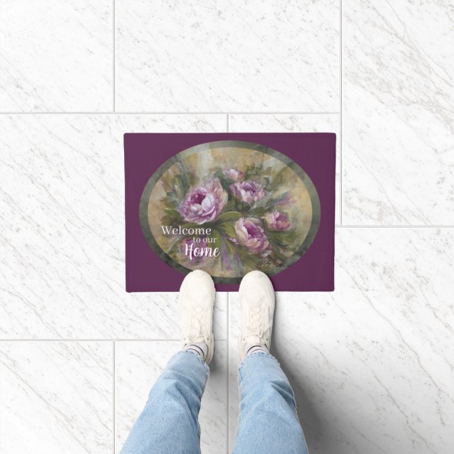 Rosa / violette Rosen Fußmatte (Indoor)