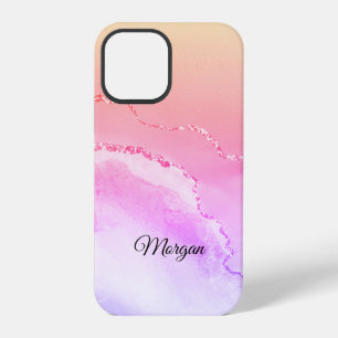 Rosa, violette und gelbe Achat, DIY-Name in schwar iPhone 12 Pro Hülle
