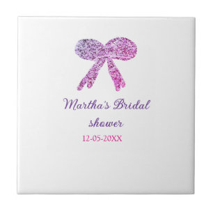 Rosa violetter Bogen Glitter Brautschauer Name Fliese