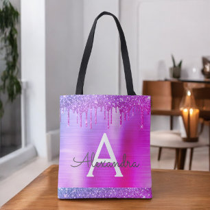 Rosa violetter Glitter Glanz eleganter Monogramm-T