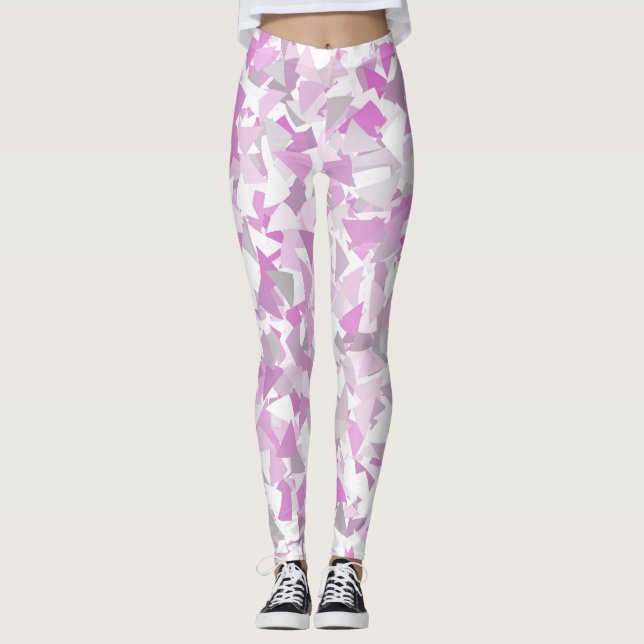 Rosa violettes Dreieckmuster Leggings (Vorderseite)