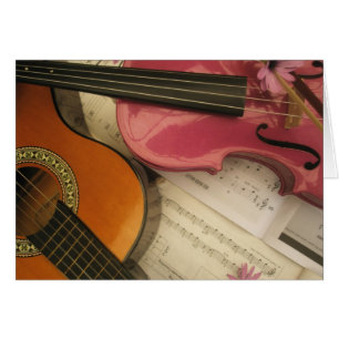 Rosa Violine und Gitarre