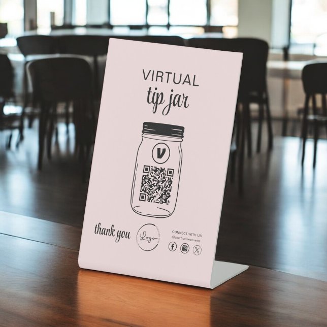 Rosa Virtual Tipp Jar QR-Logo Weiß Sockelschild (Von Creator hochgeladen)