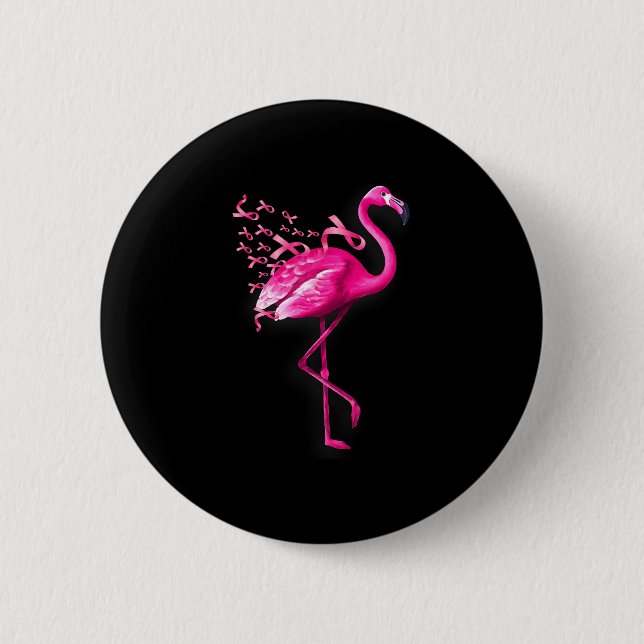 Rosa Vogel Flamingo Brustkrebsbewusstsein  Button (Vorderseite)