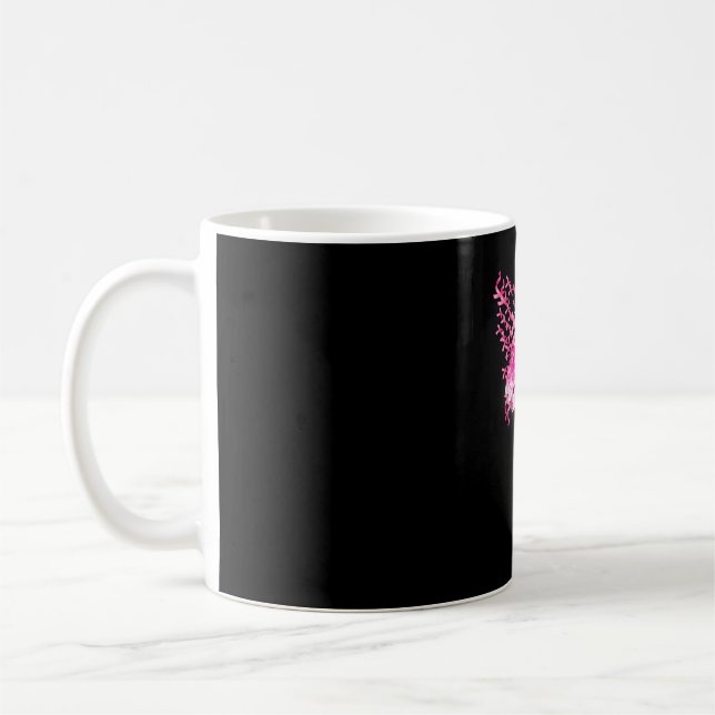 Rosa Vogel Flamingo Brustkrebsbewusstsein  Kaffeetasse (Links)