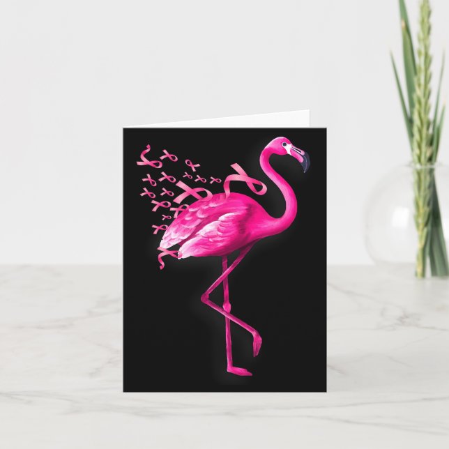 Rosa Vogel Flamingo Brustkrebsbewusstsein  Karte (Vorderseite)