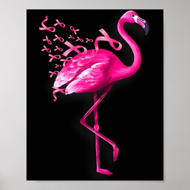 Rosa Vogel Flamingo Brustkrebsbewusstsein  Poster (Vorne)
