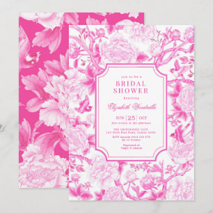 Rosa Vögel & Peonies Chinoiserie Brautparty Einladung