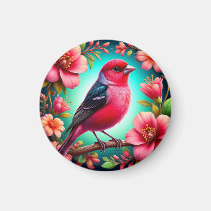 Rosa Vogel und rosa Blumen Kühlschrank Dekor Vogel Magnet