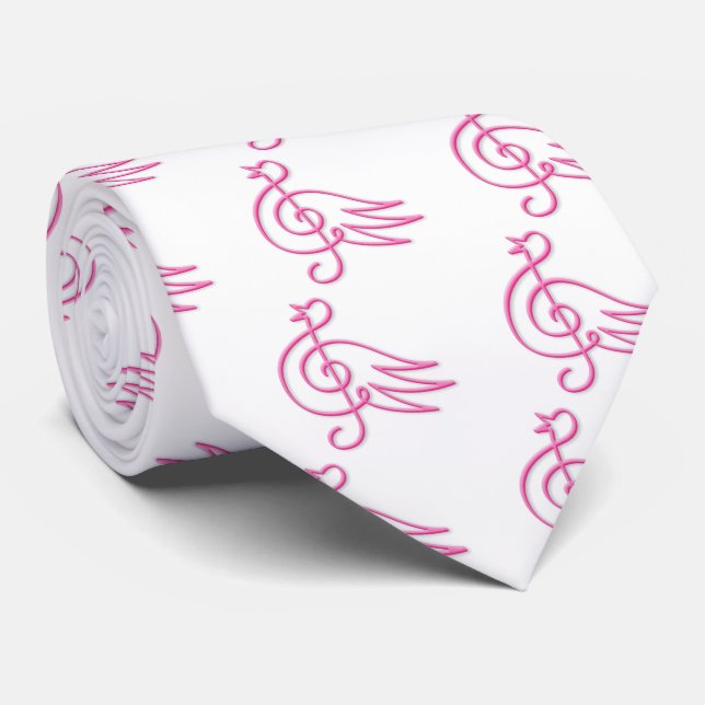 Rosa Vogelmusik Krawatte (Gerollt)