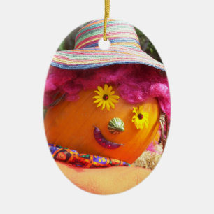 Rosa Vogelscheuche-Dame Keramikornament