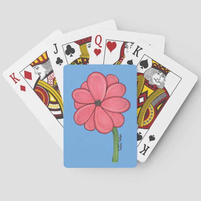 Rosa Vollblüte Spielkarten (Rückseite)