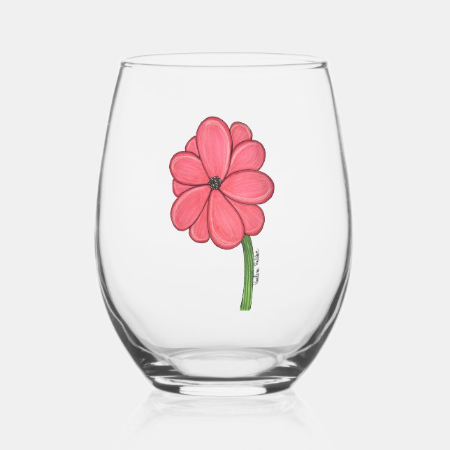 Rosa Vollblüte Weinglas Ohne Stiel (Vorderseite)