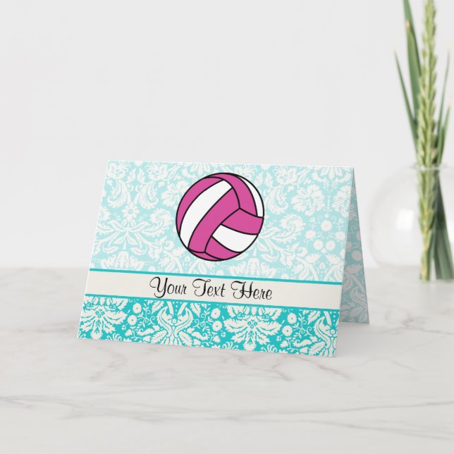 Rosa Volleyball; Damaskusmuster Karte (Vorderseite)