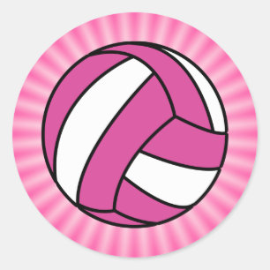 Rosa Volleyball Runder Aufkleber