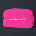 Rosa Vorlage Stilvolle Niedliche Typografie Name M Waschbeutel<br><div class="desc">Maßgeschneiderte moderne,  einfache Template Typografie Skriptname Monogram Initial Letter Upload Image Print Accessories / Bags & Wallets / Kosmetik & Toilettentaschen / Pink Solid Color Dopp Kit.</div>