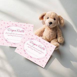 Rosa vornehme handgezeichnete Babyparty-Windel-Raf Begleitkarte
