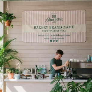Rosa Vornehme Streifen Bäckerei-Logo-Event-Display Banner
