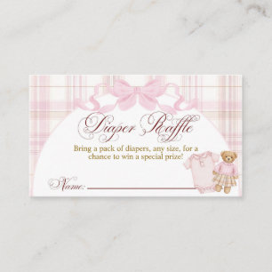Rosa vornehme Teddybär Mädchen Baby Shower Windel Begleitkarte