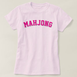 Rosa Vornehme Varsity Mahjong Grafik T-Shirt