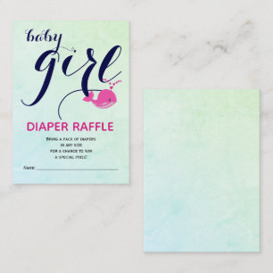 Rosa Wal Ozean Windeln Raffle Baby Girl Dusche Begleitkarte