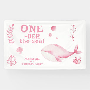 Rosa Wal unter dem Meer 1. Geburtstag Banner