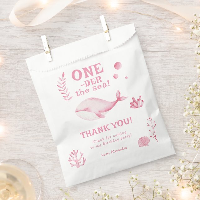 Rosa Wal unter dem Meer 1. Geburtstag  Geschenktütchen (Ausgeschnitten)