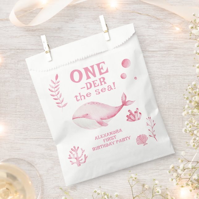 Rosa Wal unter dem Meer 1. Geburtstag  Geschenktütchen (Ausgeschnitten)