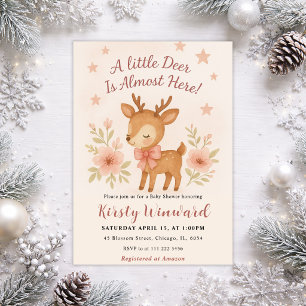 Rosa Wald kleines Reh Baby Shower Einladung