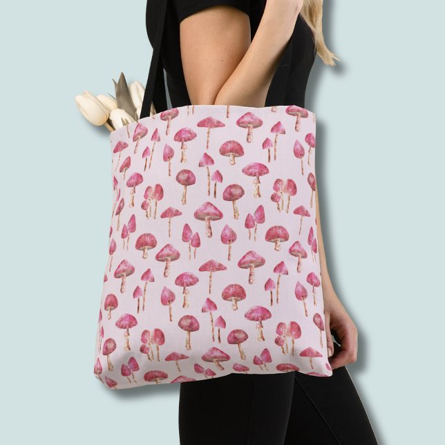 Rosa Waldpilzmuster (pink mushroom pattern tote bag)