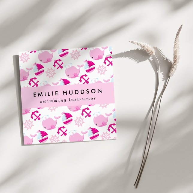 Rosa Wale, Schwimmlehrer, Schwimmlehrer Quadratische Visitenkarte (Von Creator hochgeladen)