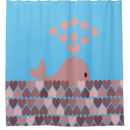 Rosa Wale und Herz Duschvorhang