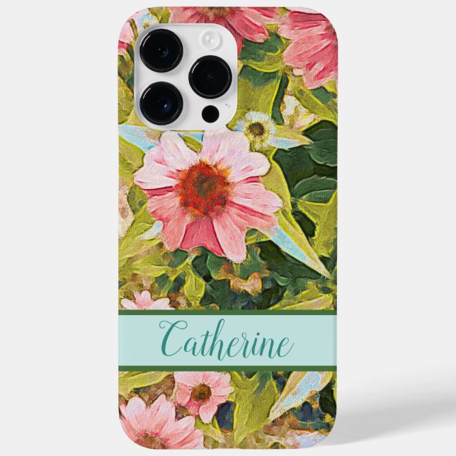 Rosa Wandleuchter Grüne Blätter Name Personalisier Case-Mate iPhone Hülle (Rückseite)