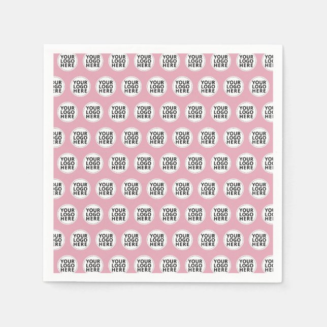 Rosa Wangen Wiederholendes Geschäftslogo Serviette (Vorderseite)