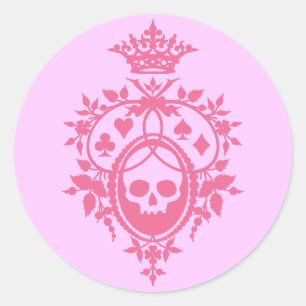 Rosa Wappen mit den Aufklebern für den Schädel und Runder Aufkleber