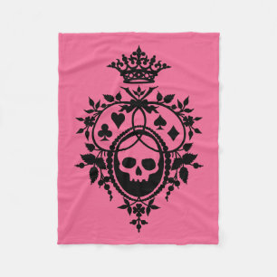 Rosa Wappen mit Schädel und Kardanzüge Fleece Blan