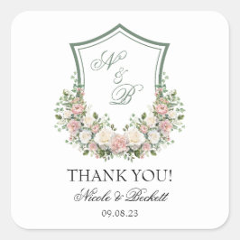 Rosa Wappen Quadratischer Aufkleber