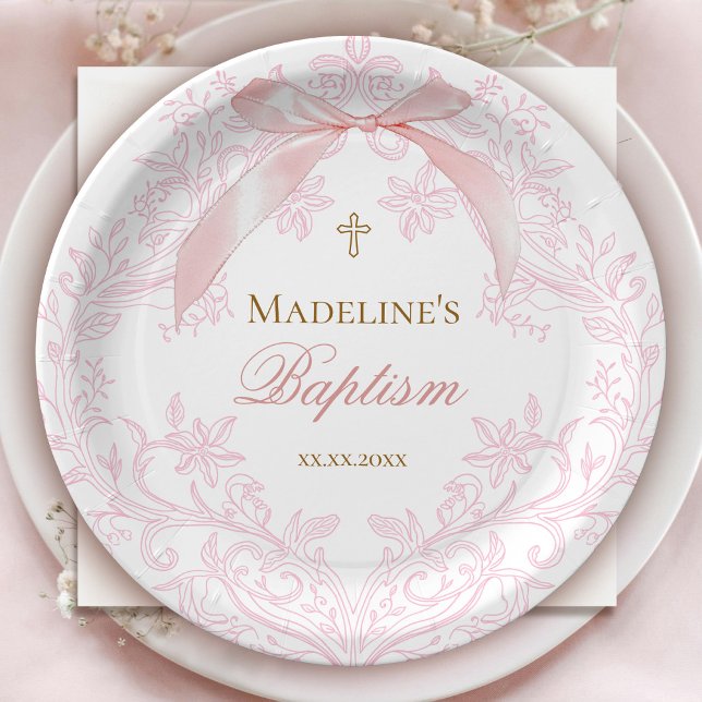 Rosa Wappen | Taufe Pappteller (Von Creator hochgeladen)