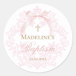 Rosa Wappen | Taufe Runder Aufkleber
