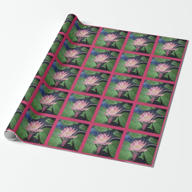 Rosa Wasser-Lilien-Pink quadriert Packpapier (Ungerollt)