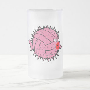 Rosa Wasser-Polo-Ball-Puffer-Fisch-Tasse Mattglas Bierglas