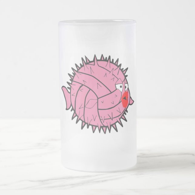 Rosa Wasser-Polo-Ball-Puffer-Fisch-Tasse Mattglas Bierglas (Mittel)