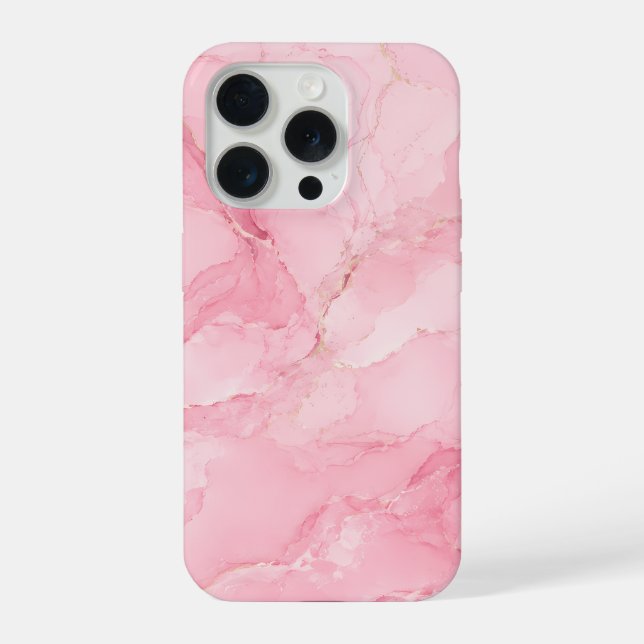 Rosa Wasserfarb-Marmor-Muster iPhone Hülle (Rückseite)