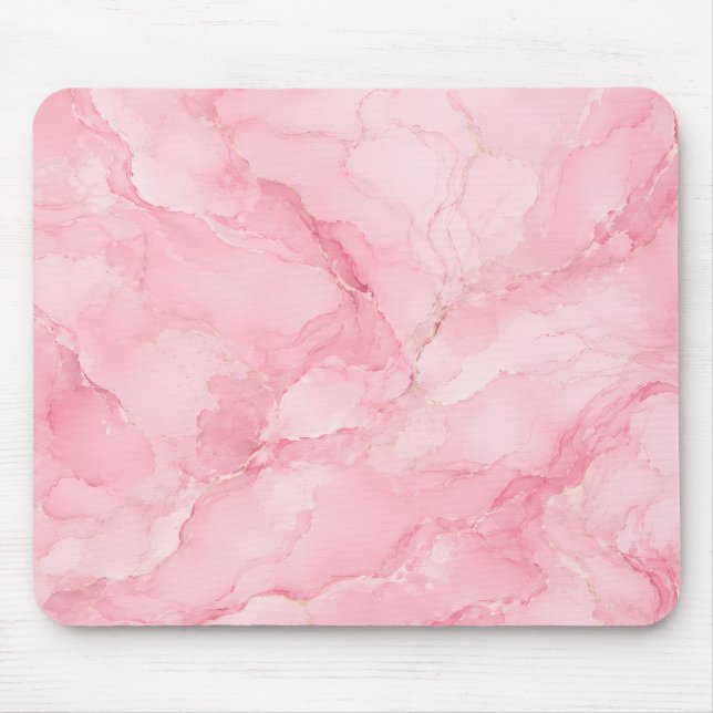 Rosa Wasserfarb-Marmor-Muster Mousepad (Vorne)