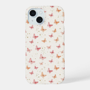 Rosa Wasserfarb-Schmetterlings-Handyhülle - Boho B iPhone 15 Hülle
